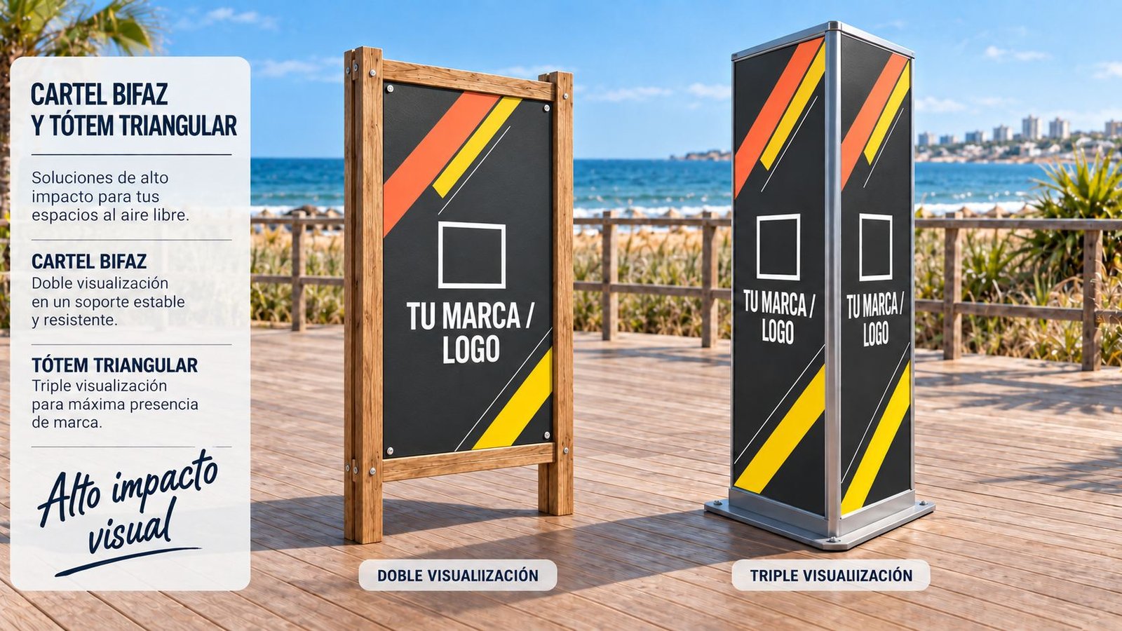 Cartel Bifaz y Tótem Triangular